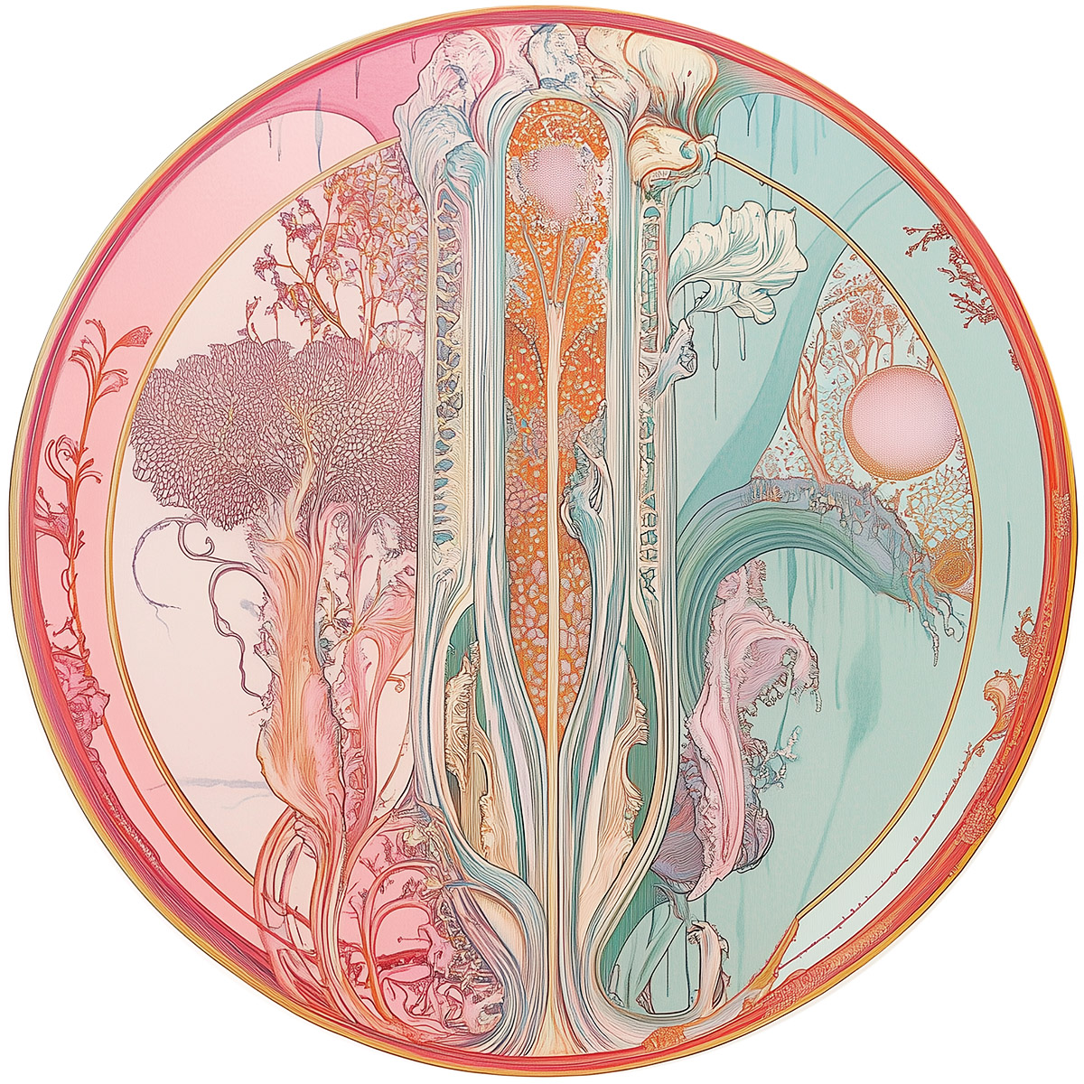 Underwater psychedelic florascape 1 titled 'Nautilus Dream' for patterned plate
